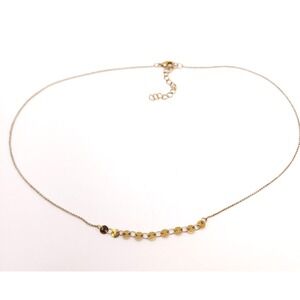 Gold Tone Dainty Bar Necklace Mariner Disc Minimalist